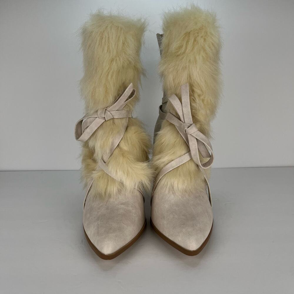 Penny Loves Kenny Aper Boots Vegan Leather Faux Fur Mid Calf Bow Womens Size 9 - Picture 8 of 11